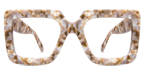 Apia oversized Eyeglasses frame in Lopi variant - with beige, coffee and pearl shades of colours - square frame with wide viewing area Collection front