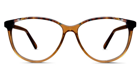 Brooks two toned Eyeglasses in Blond Wood variant - made with acetate material in beige, orange and yellow colour - it's oval shape frame Collection front