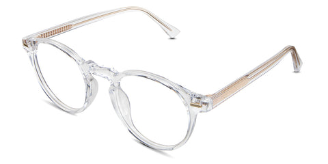 Carey Eyeglasses in the Crystal variant - have a medium-width nosebridge angle