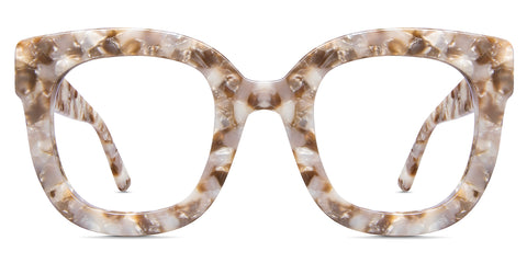 Danu oversized Eyeglasses in Lopi variant - with beige, coffee and pearl shades of colours - wide frame with round viewing area Collection front