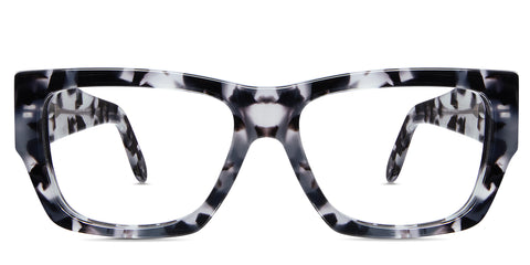Daru Eyeglasses in Moonlight variant with black & gray color - rectangle frame good fit for round & wide face it comes with top straight bar Collection front