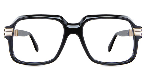 Hollis Eyeglasses in the Midnight variant - it's a full-rimmed frame in black and gold color front