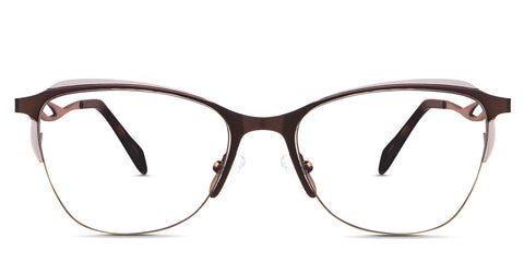 Lux Eyeglasses in the Acorn variant - it's a half-rimmed metal frame in color brown Collection front