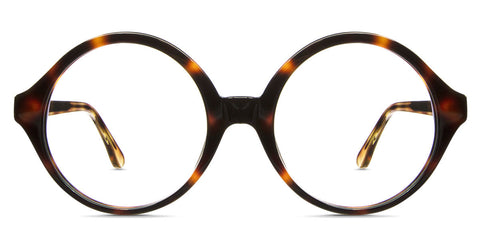 Odona Eyeglasses in Hickory variant with orange and brown colour - it's round frame in tortoise style pattern - medium size frame with acetate material Collection front