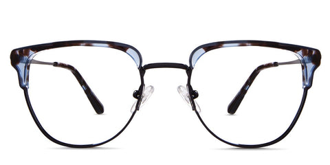Quinn Eyeglasses in Paradise View variant - metal frame with brown and gray acetate material on top Collection front