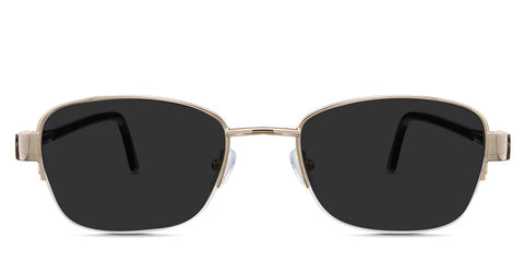 Sadie Gray Polarized in the Camelus variant - is a half-rimmed frame with a regular wide nose bridge, an adjustable nose pad, and an acetate arm front