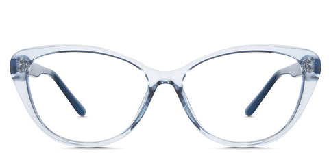 Amber Eyeglasses in the Ocean variant - it's a cat-eye shape frame in color blue front