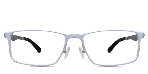 Briggs Eyeglasses in the Steel variant - is a rectangular frame in light gray. front