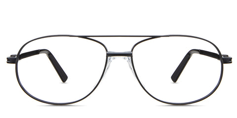 Dax Eyeglasses in the Woodsmoke variant - is an aviator-shaped frame in black front