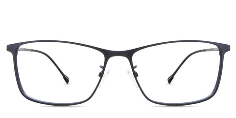 Delphi Eyeglasses in the Raven variant - is a slim, black metal frame. front