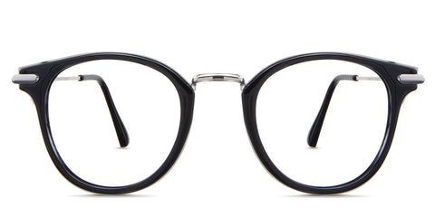 Eden Eyeglasses in the Geese variant -  it's a full-rimmed frame in black and silver colors front