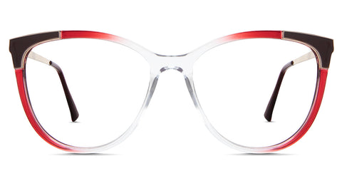 Izara Eyeglasses in the Vermilion variant - it's a medium to oversized cat-eye frame in color burgundy Collection front