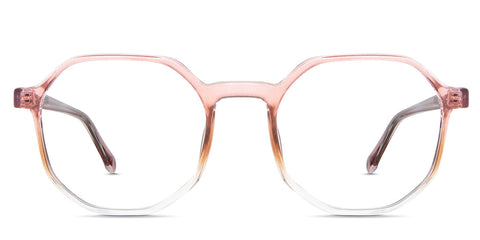 Kamila Eyeglasses in the Starburst variant - it's a geometric shape frame in transparent pink color front