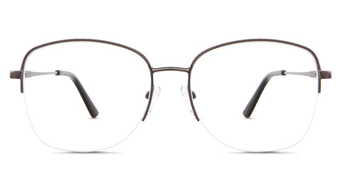 Moira Eyeglasses in the Panela variant -  is a square oval-shaped frame in brown color front