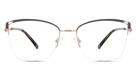 Phoebe Eyeglasses in the Raccoon variant - have a wide viewing lens front