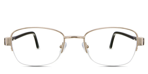 Sadie Eyeglasses in Camelus variant - it's a half-rimmed frame in color gold Collection front