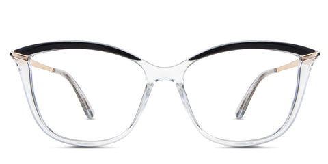Yuki Eyeglasses in the Carrara variant - it's a cat-eye shape frame in crystal and black color front